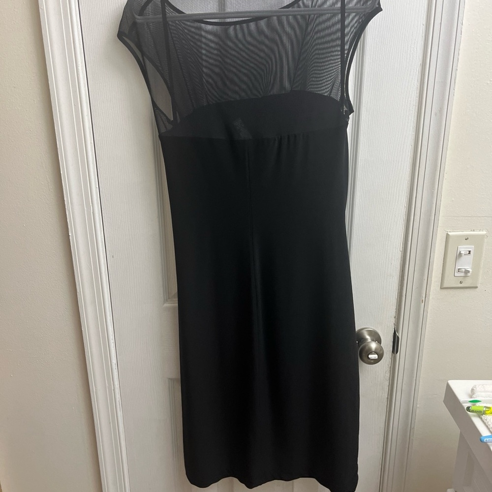 Ralph Lauren Black Sheath Midi Dress with Cap Sleeves